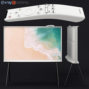 Samsung QLED The Serif TV White: Stunning Design, Immersive Viewing 3D model image 1 