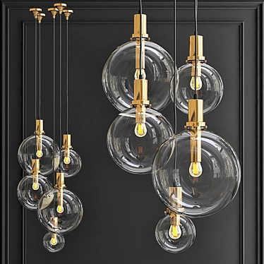 Gold Glass Globe Pendant Lamp 3D model image 1 