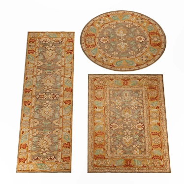 Triple Carpet Collection: Round, Runner, Rectangular 3D model image 1 