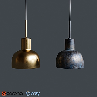 Elegant Glow Pendant Lamp: Oxidized & Brass 3D model image 1 