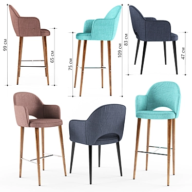 Modern Martin High Chair 3D model image 1 