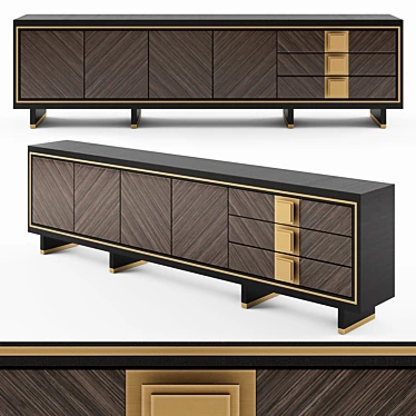 Modern Wood Sideboard with Metal Accents 3D model image 1 