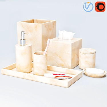 Elegant Bathroom Essentials Set 3D model image 1 