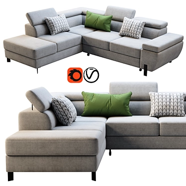 Modern Molina L-Shaped Sofa: Elegant and Stylish 3D model image 1 