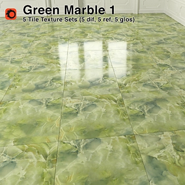 Green Marble Tiles: High-Quality Material & Textures 3D model image 1 