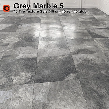 Elegant Gray Marble Tiles 3D model image 1 