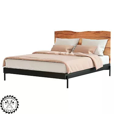 Frank Wood Bed - Crafted by WoodCraftStudio 3D model image 1 