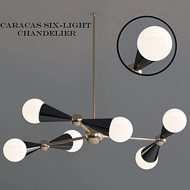 Caracas Six-Light Chandelier: A Modern Masterpiece 3D model image 1 