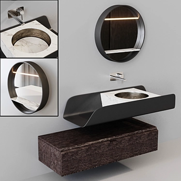 DUNA Roble Noche Porcelanosa Oak Bathroom Cabinet 3D model image 1 