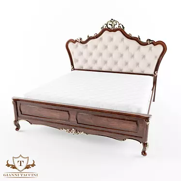 Stefano Classic Bed - Elegant Wooden Frame, Upholstered Headboard 3D model image 1 