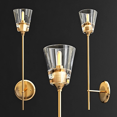 Elegant Transparent Brass Wall Sconce 3D model image 1 