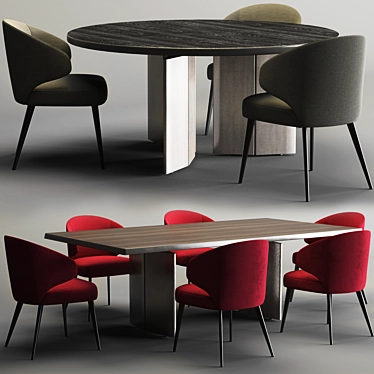 Sleek Minotti Set: Morgan Table & Aston Chair 3D model image 1 