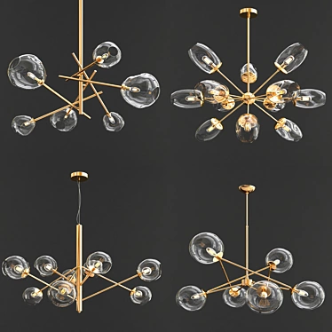 Glimmering Elegance: 4 Exclusive Chandeliers 3D model image 1 