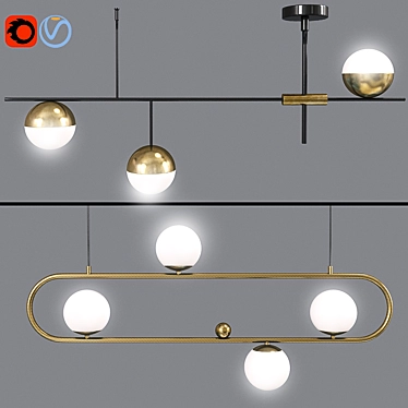 Modern Multi-Light Pendant Set 3D model image 1 