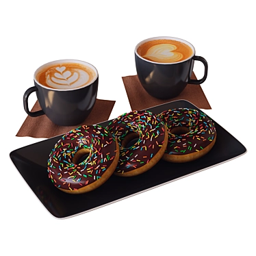 Delicious Coffee and Donut 3D 3D model image 1 