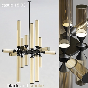 Elegant Castle Chandelier: Black & Smoke 3D model image 1 