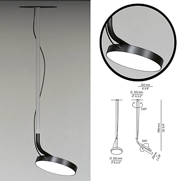 Sleek Modern Aro Pendant Lamp 3D model image 1 