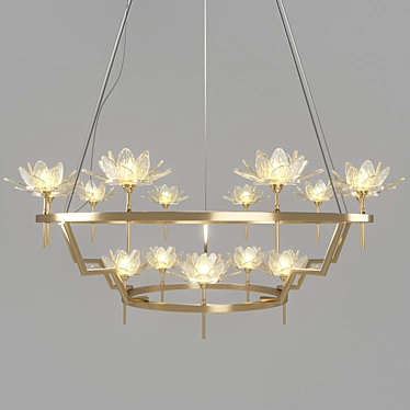 Modern Brass Glass Pendant Chandelier 3D model image 1 