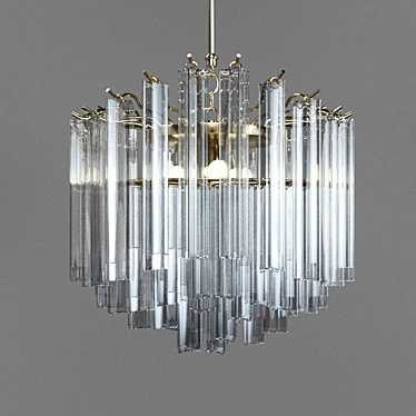 Pulsar 40.1593 - Modern Golden Metal Chandelier with Clear Glass Shades 3D model image 1 