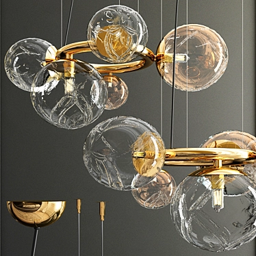 Elegant Glass & Metal Pendant Light 3D model image 1 