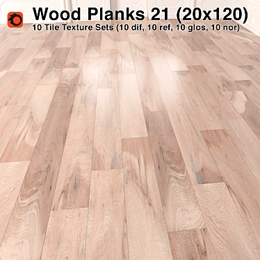 Premium 6x24 Plank Wood Floor 3D model image 1 