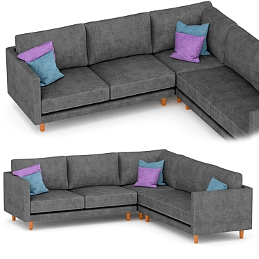 Modern 2.5 Seater Corner Sofa 3D model image 1 