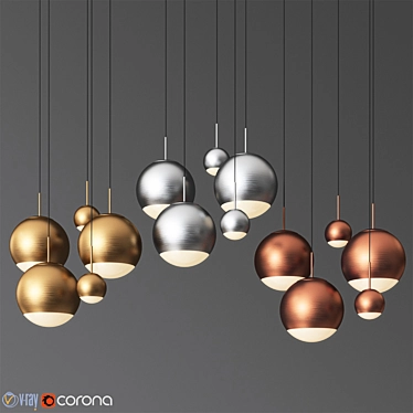Glamorous Gold Pendant Light 3D model image 1 