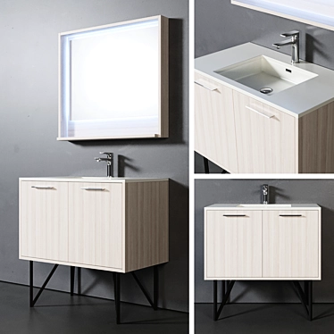 Elegant Tulum 90cm Bathroom Set 3D model image 1 