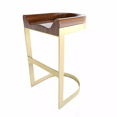 Stylish Walnut Saddle Stools 3D model image 1 