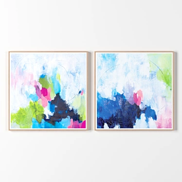 Modern Wood Frame Paintings 3D model image 1 