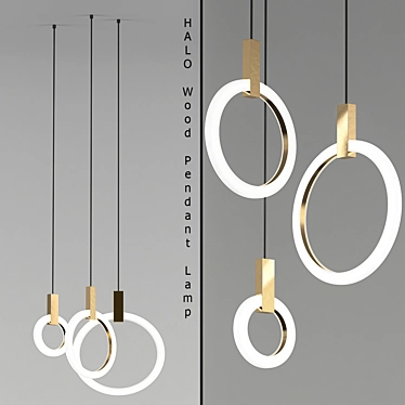 HaloWood Modern Wood Chandelier 3D model image 1 