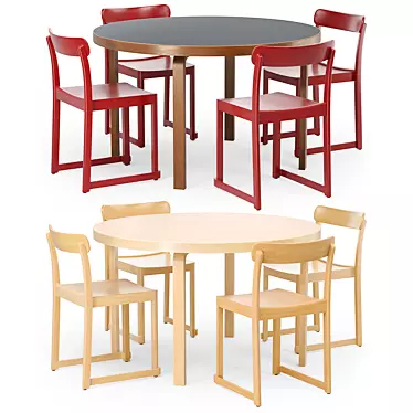 Artek Aalto Round Table & Atelier Chair 3D model image 1 