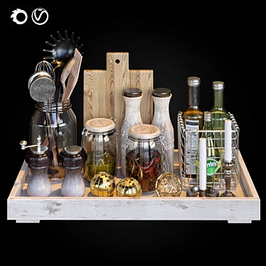 Sleek Kitchen Accessorie Set 3D model image 1 