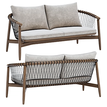 Crosshatch Settee: Elegant Comfort 3D model image 1 