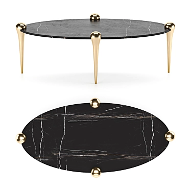 Sculptural Marble and Brass Coffee Table 3D model image 1 