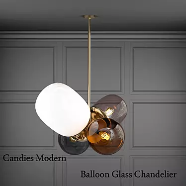 Glass Balloon Chandelier: Modern and Chic 3D model image 1 