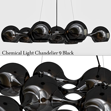 Modern Black Chemical Light Chandelier 3D model image 1 