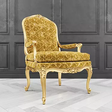 Golden Wood Armchair 3D model image 1 
