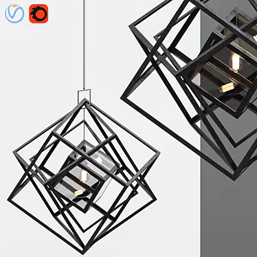 Cubist Small Chandelier: Modern Elegance 3D model image 1 