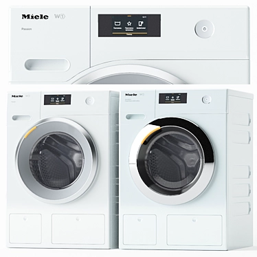 Miele Washing Machines Set: WWV 980 WPS WhiteEdition & WCR 890 WPS ChromeEdition 3D model image 1 