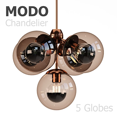 Elegant Modo Chandelier: 5 Globes 3D model image 1 