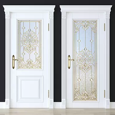 Elegant Stained Glass Door 3D model image 1 