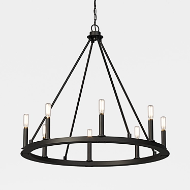 Elegant Iron Ring Chandelier 3D model image 1 