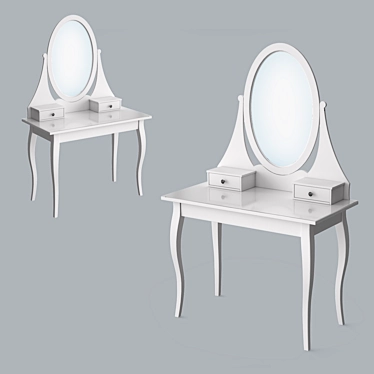 Modern White Dressing Table with Mirror - IKEA HEMNES 3D model image 1 