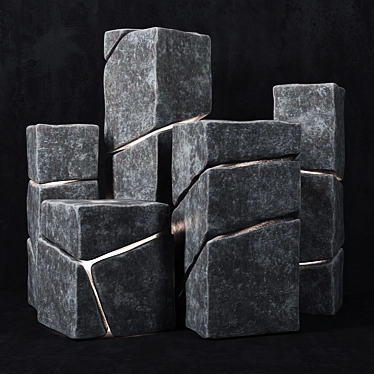 Stylish Stone Cube Lights 3D model image 1 