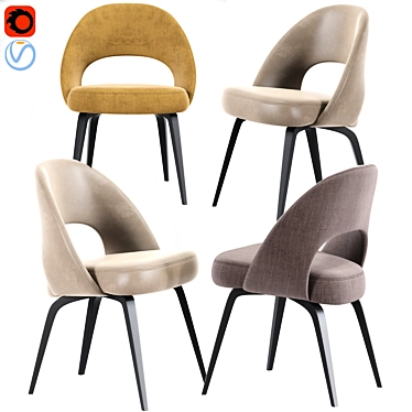 Modern Saarinen Wood-Legged Side Chair 3D model image 1 