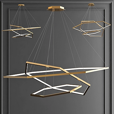 Gleaming Gold Modern Chandelier 3D model image 1 