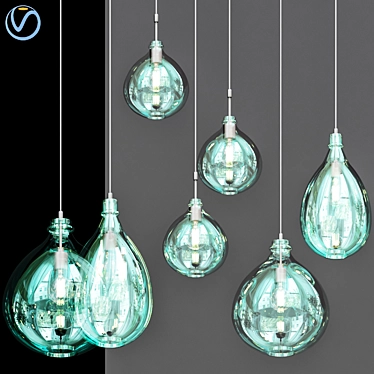 Elegant Glass Canopy Pendant 3D model image 1 