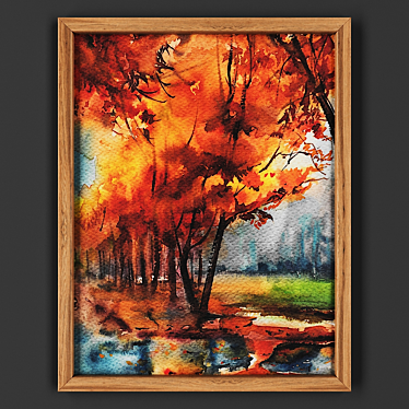 Wooden Framed Painting 3D model image 1 