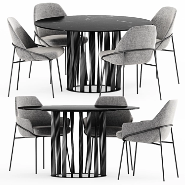 Elegant Jackie Chair & Boboli Table 3D model image 1 